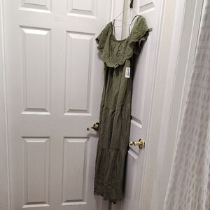 Old Navy Olive Green Maxi Dress with Lace Detail Sale$30